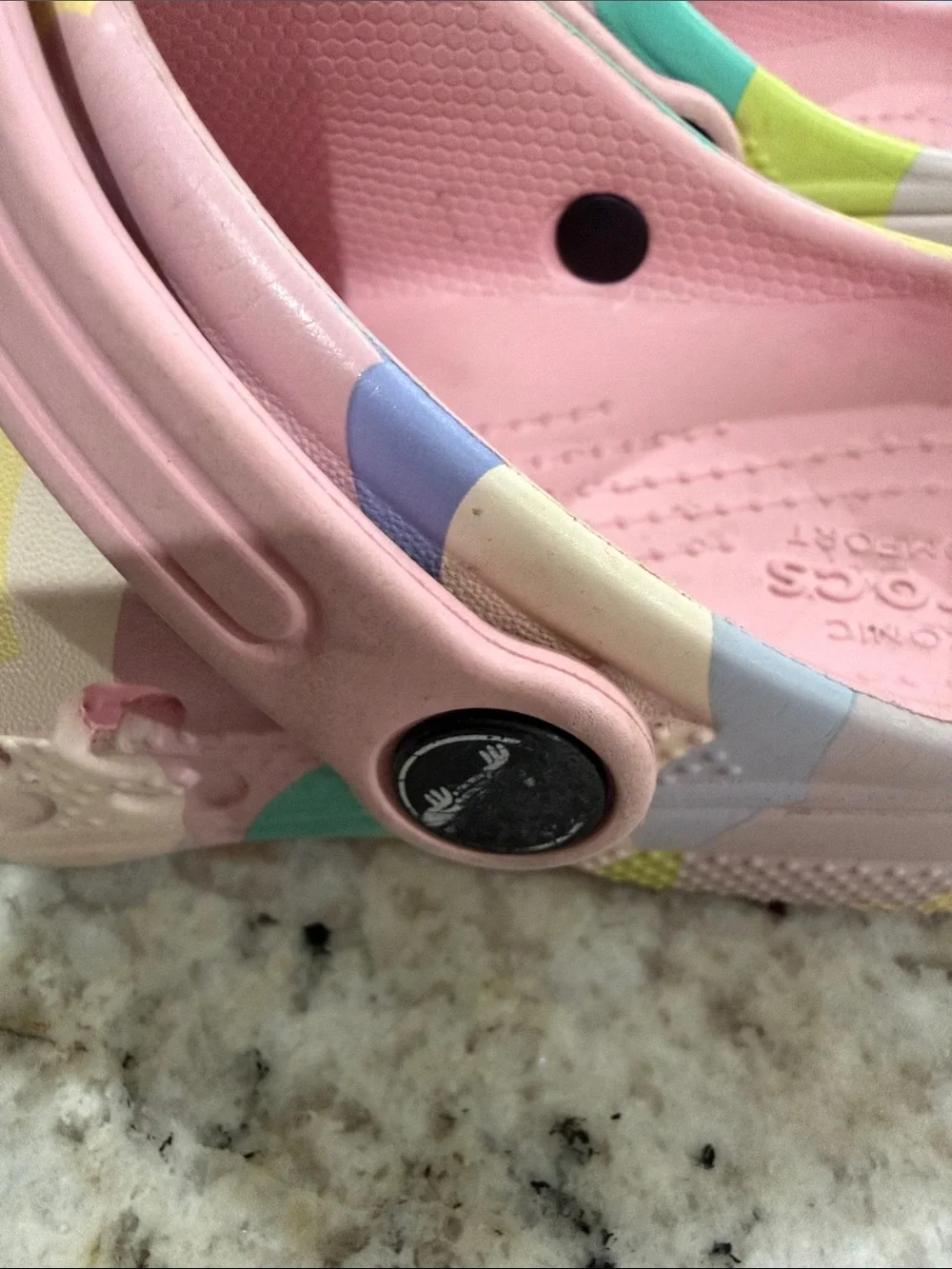 CROCS SzC13 Kids Pastel Multicolor Clog with Pink Strap